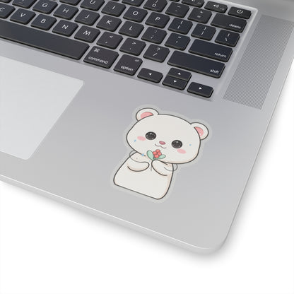 Kawaii Christmas Polar Bear Sticker with Mistletoe