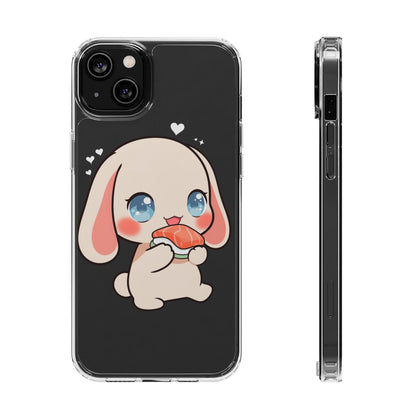 Kawaii Bunny Sushi Phone Case, Clear Impact-Resistant