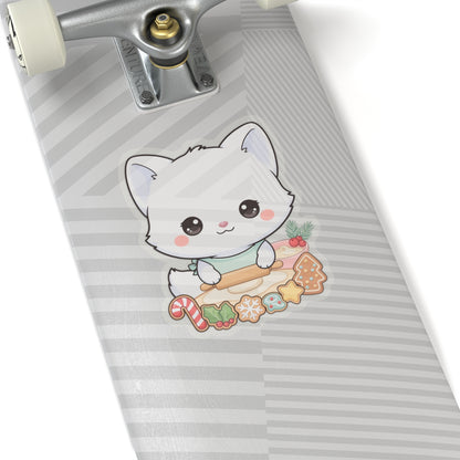 Christmas Fox Sticker: Kawaii Arctic Baker