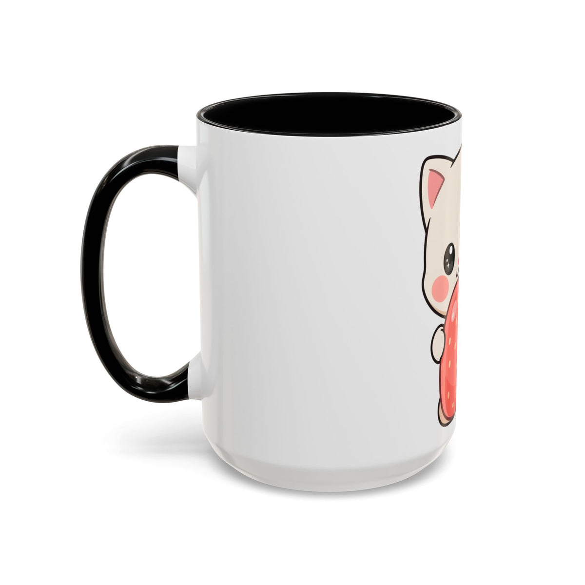 Kawaii Cat Strawberry Accent Coffee Mug