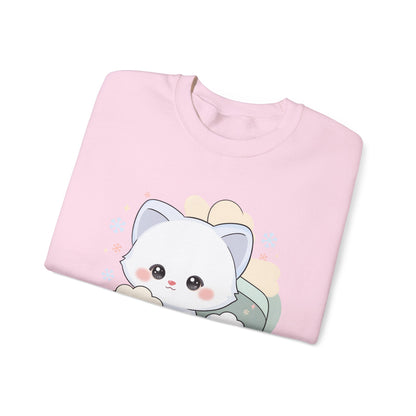 Kawaii Arctic Fox Sweatshirt, Cute Gift Box Fox Crewneck