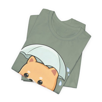 Kawaii Shiba Inu Umbrella T-Shirt for Rainy Day Fans