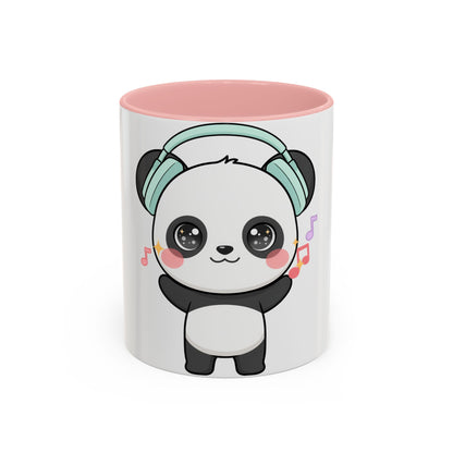 Kawaii Panda Music Mug, Colorful Accent Coffee Mug