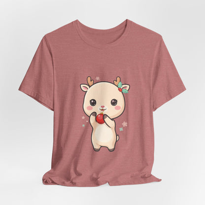 Kawaii Reindeer Christmas T-Shirt for Cute Holiday Style
