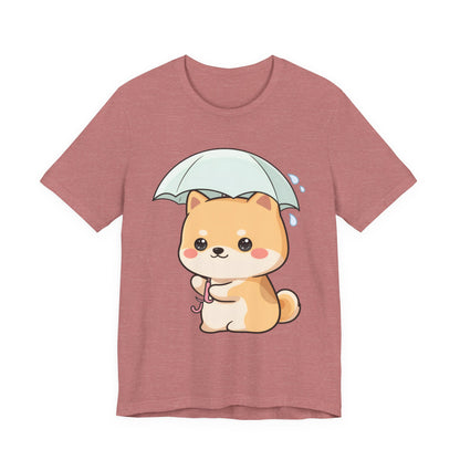 Kawaii Shiba Inu Umbrella T-Shirt for Rainy Day Fans