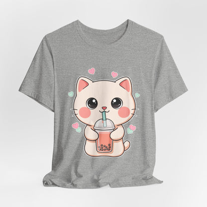 Kawaii Bubble Tea Cat T-Shirt for Cat and Boba Lovers