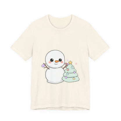 Kawaii Snowman Christmas T-Shirt for Festive Outfits
