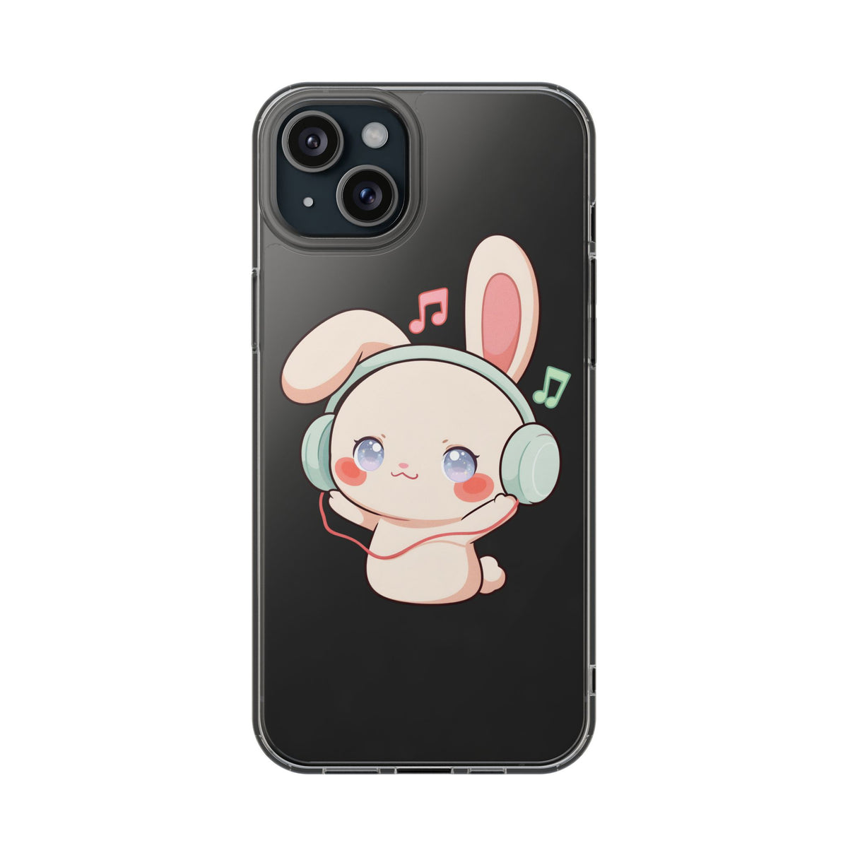 Kawaii Bunny Phone Case, Cute Music Lover Gift