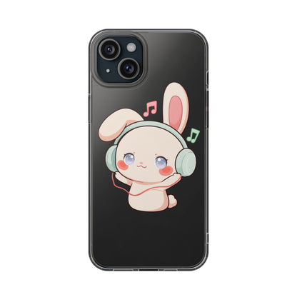 Kawaii Bunny Phone Case, Cute Music Lover Gift