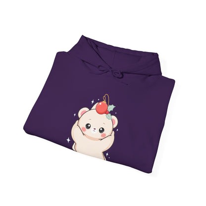 Christmas Polar Bear Hoodie, Cute Kawaii Holiday Sweatshirt