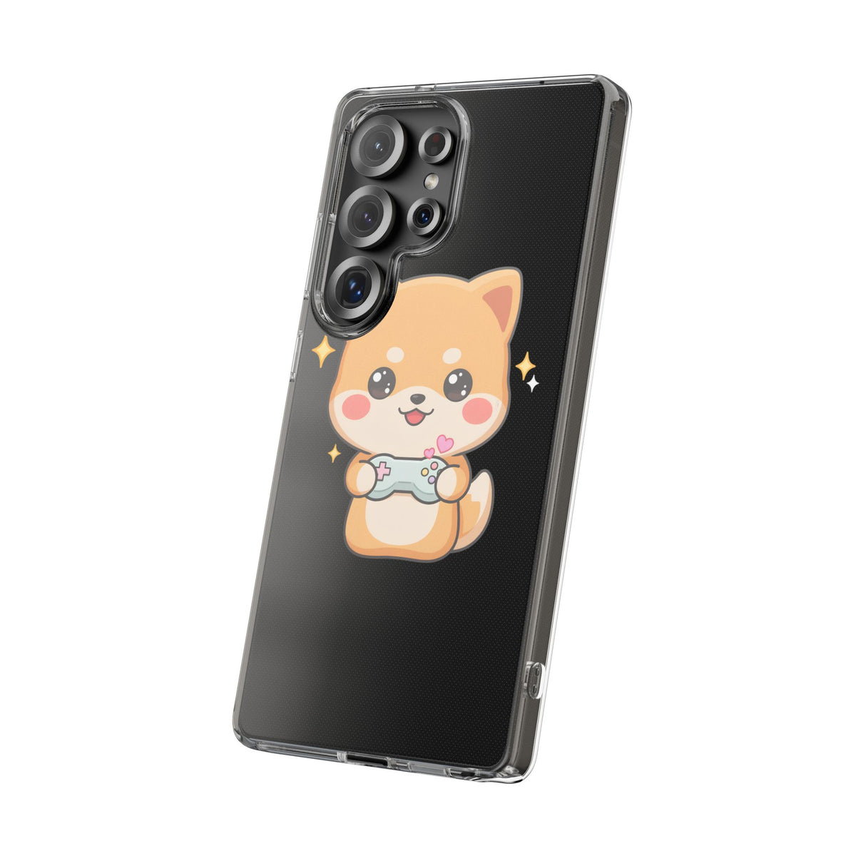 Kawaii Shiba Inu Gamer Phone Case, Clear Impact-Resistant