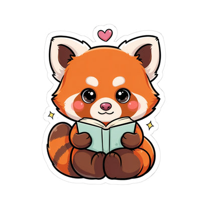 Reading Red Panda Kiss-Cut Sticker for Book Lovers