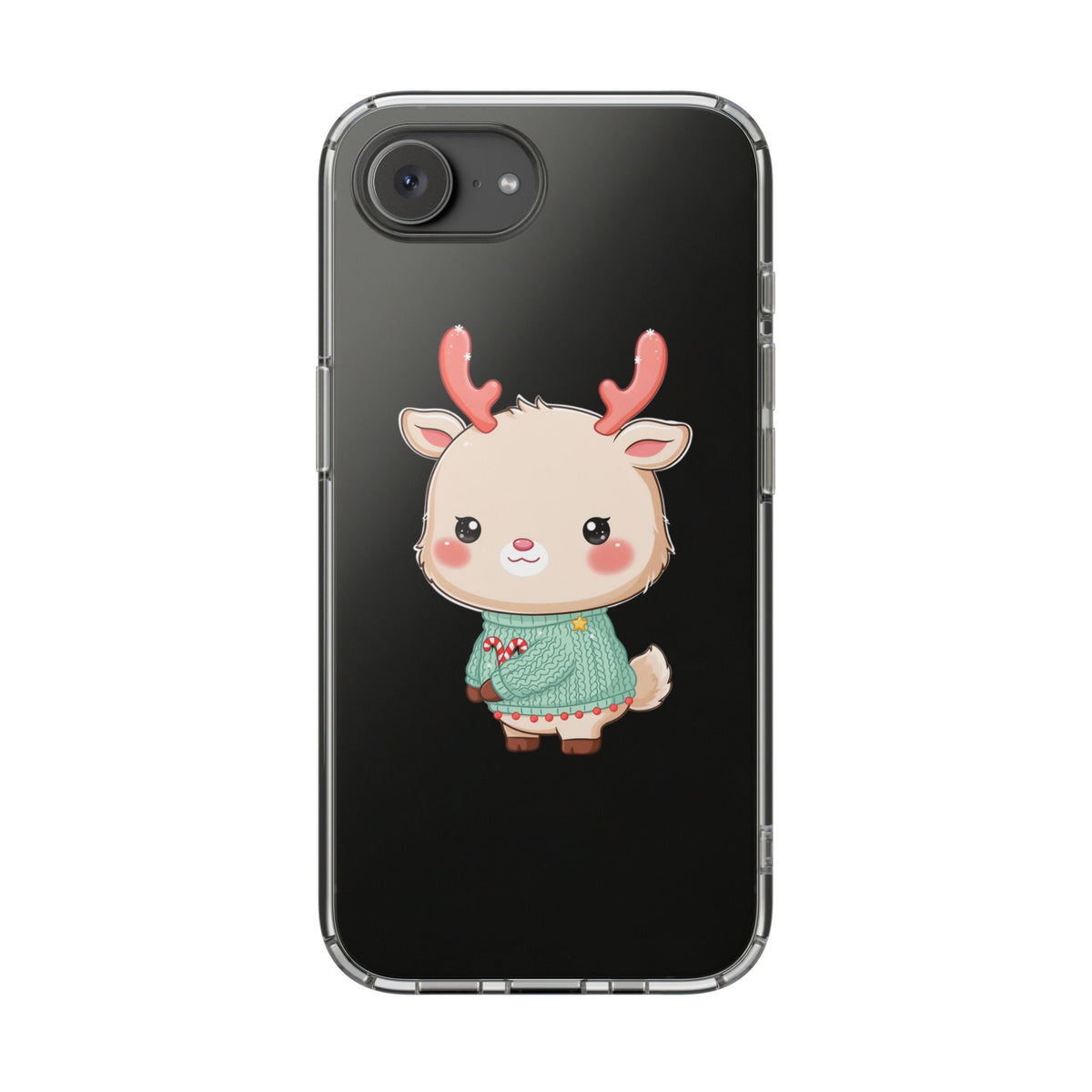 Kawaii Reindeer Clear Impact-Resistant Phone Case