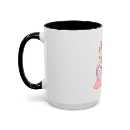 Kawaii Cat Moon Accent Coffee Mug, Cute Cat Lover Gift