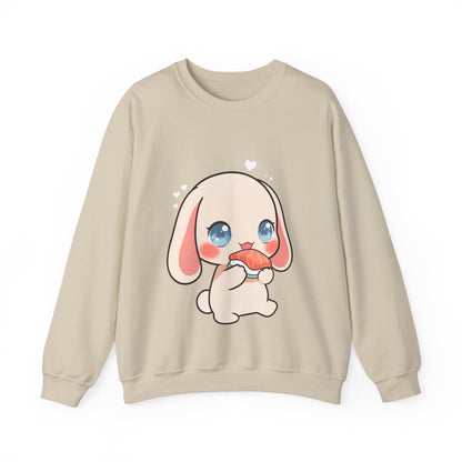 Kawaii Sushi Bunny Sweatshirt, Cute Chibi Crewneck