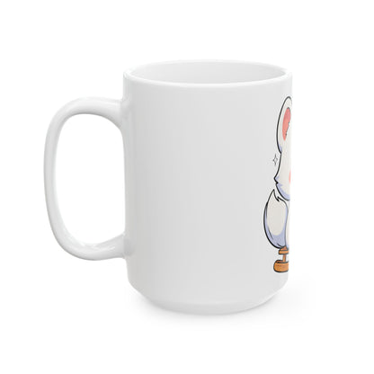 Kawaii Arctic Fox Mug – Cute Sledding Fox Ceramic Cup
