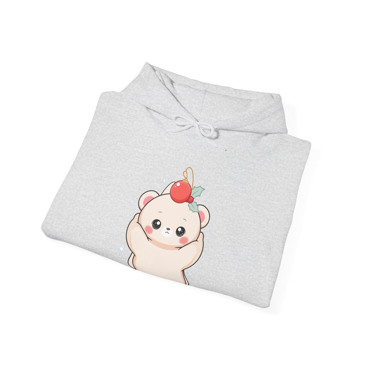 Christmas Polar Bear Hoodie, Cute Kawaii Holiday Sweatshirt
