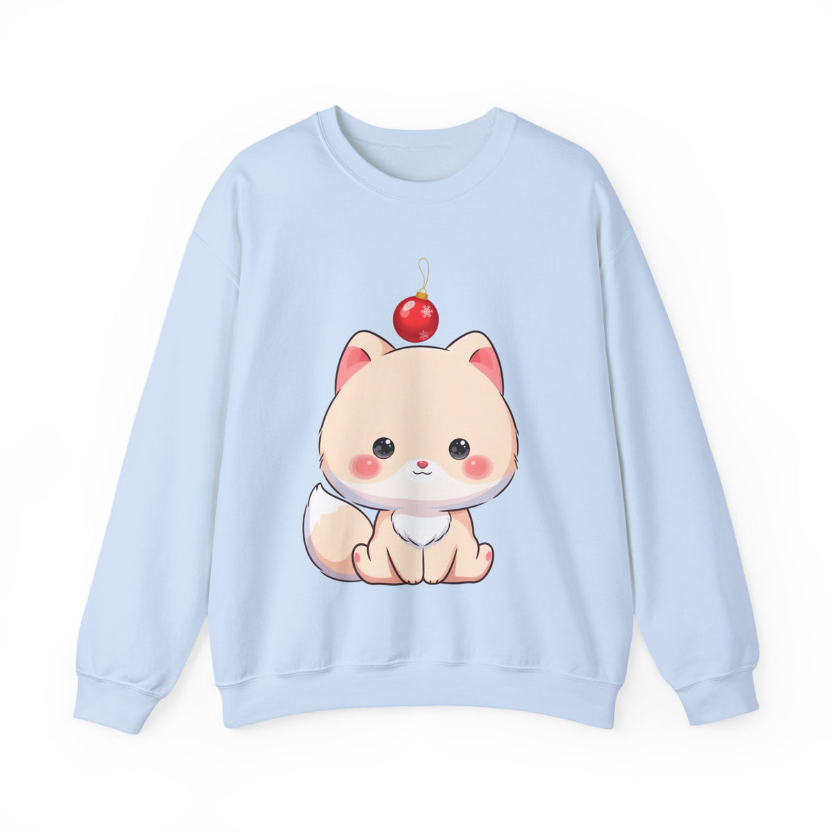 Kawaii Arctic Fox Christmas Sweatshirt, Cute Holiday Crewneck