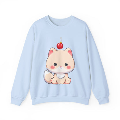 Kawaii Arctic Fox Christmas Sweatshirt, Cute Holiday Crewneck