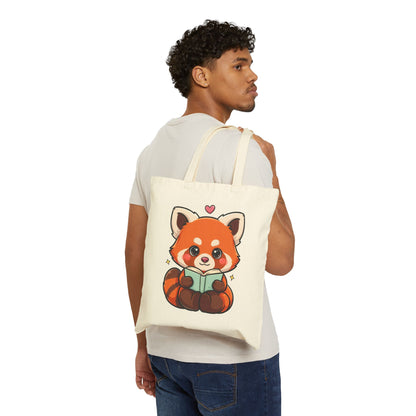 Red Panda Reading Tote Bag for Book Lovers