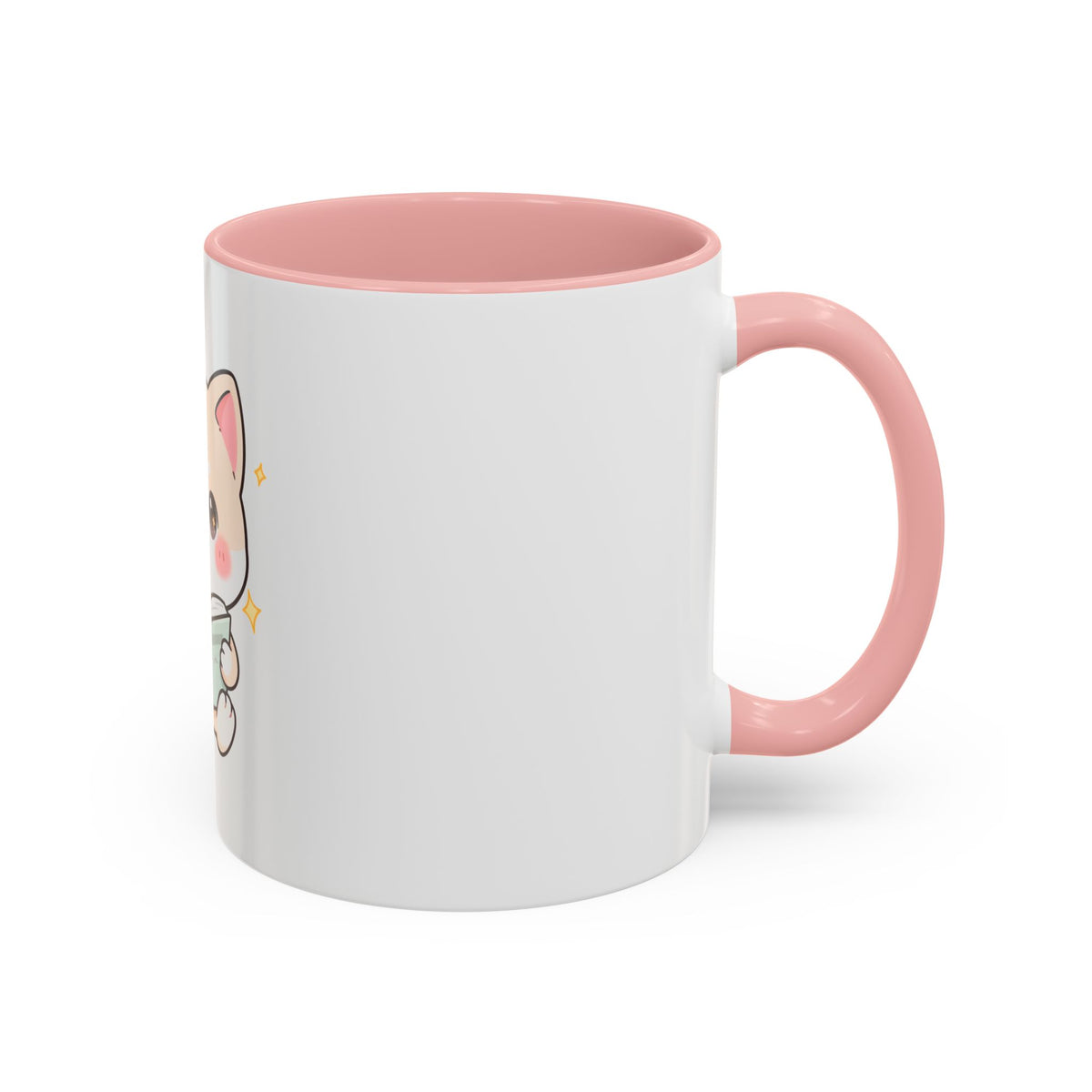 Kawaii Cat Reading Mug, Cute Book Lover Accent Coffee Mug