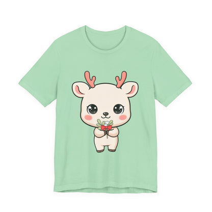 Kawaii Reindeer Christmas T-Shirt for Holiday Cheer