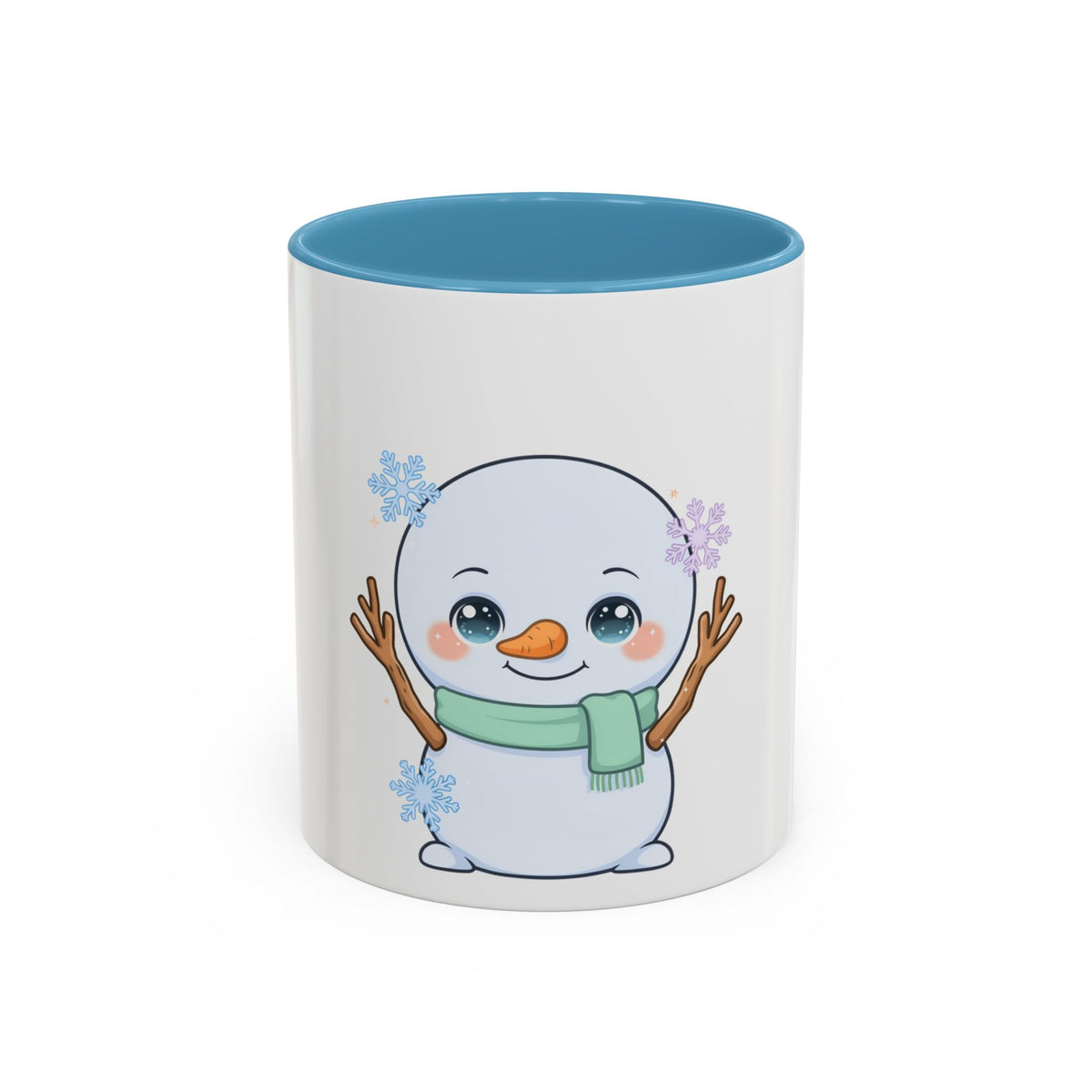 Kawaii Snowman Accent Coffee Mug for Winter Fans