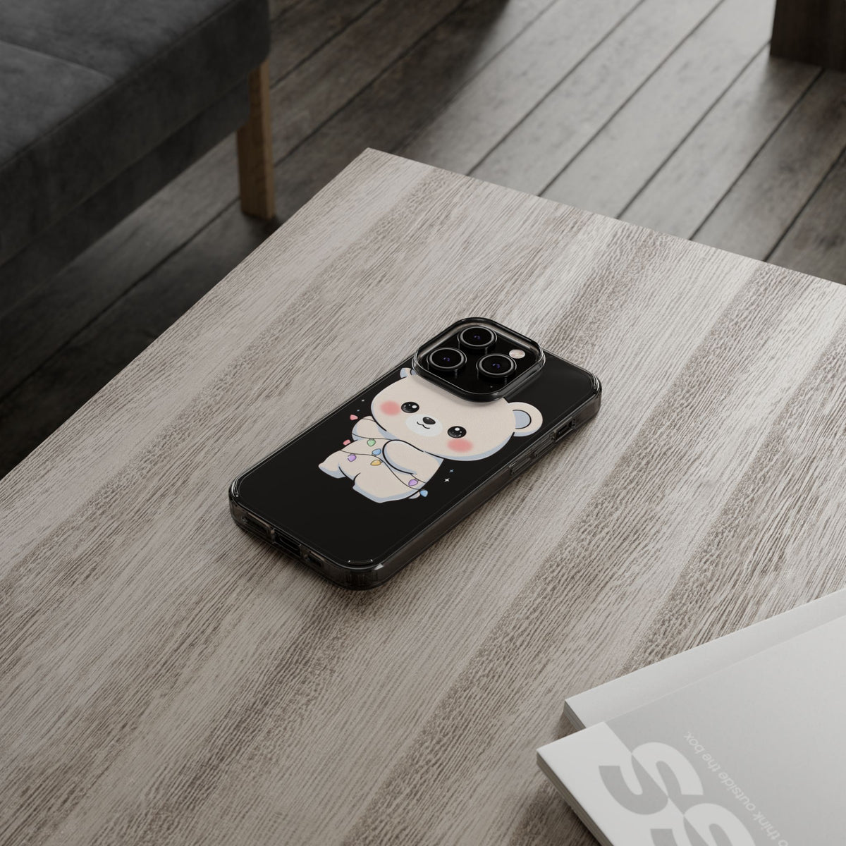 Kawaii Polar Bear Phone Case with Fairy Lights