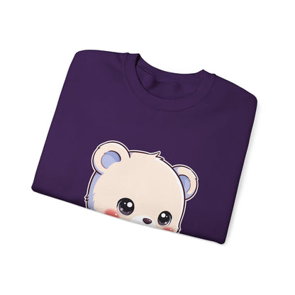 Kawaii Polar Bear Sweatshirt, Cute Sledding Cub Crewneck