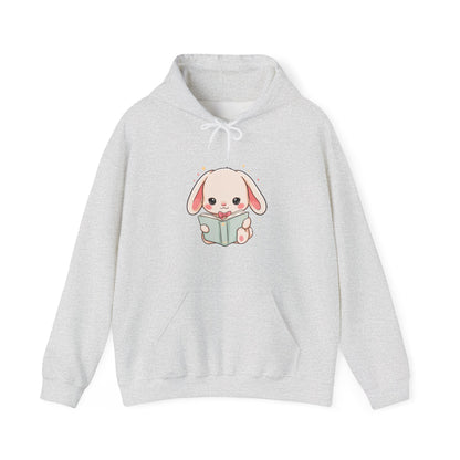 Kawaii Bunny Reading Hoodie for Book Lovers