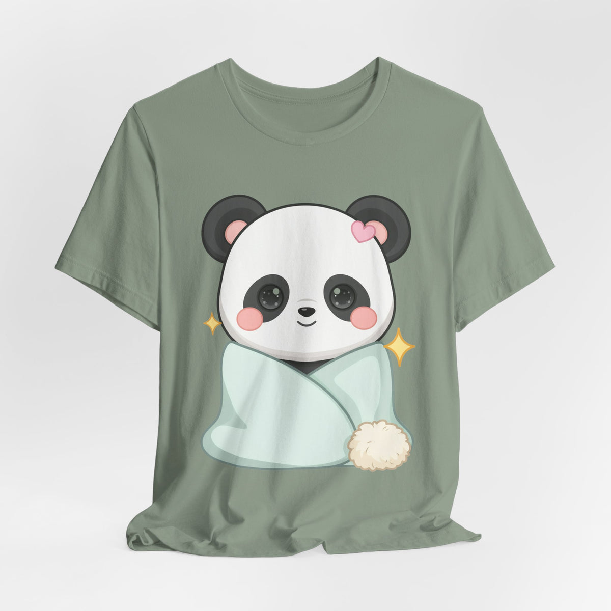 Kawaii Panda T-Shirt, Cozy Blanket Chibi Animal Tee