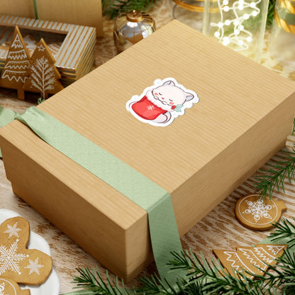 Kawaii Arctic Fox Christmas Sticker for Cozy Holiday Fans