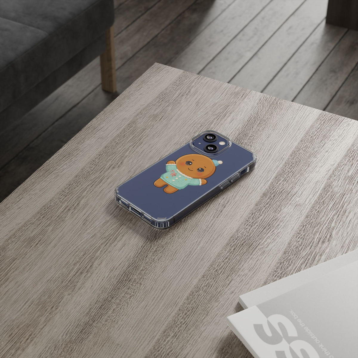 Kawaii Gingerbread Phone Case, Cute Christmas Sweater Cookie