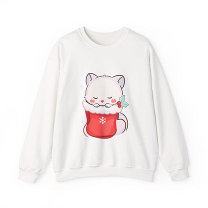 Christmas Fox Sweatshirt, Kawaii Stocking Arctic Fox Gift