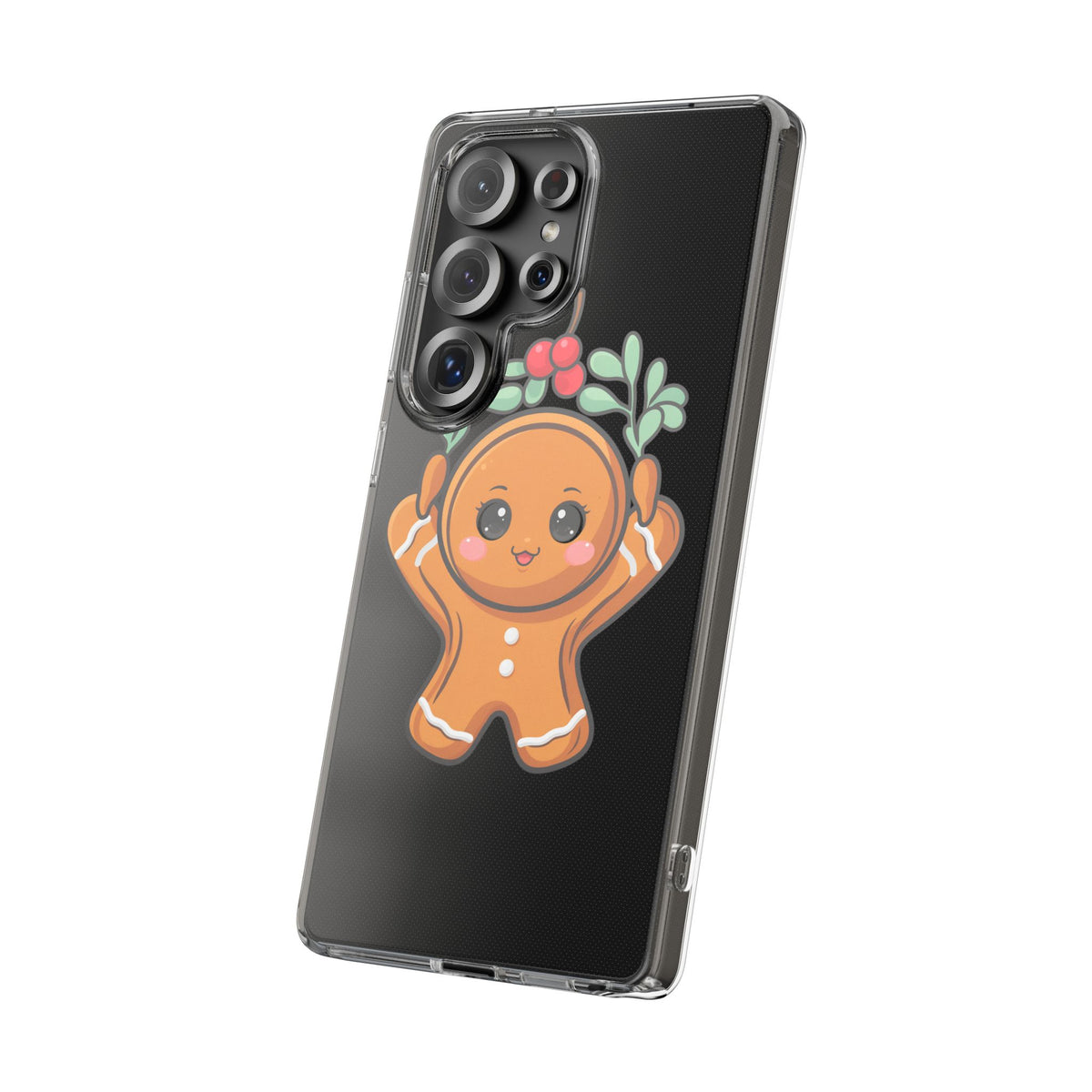Kawaii Gingerbread Phone Case with Mistletoe Cheer