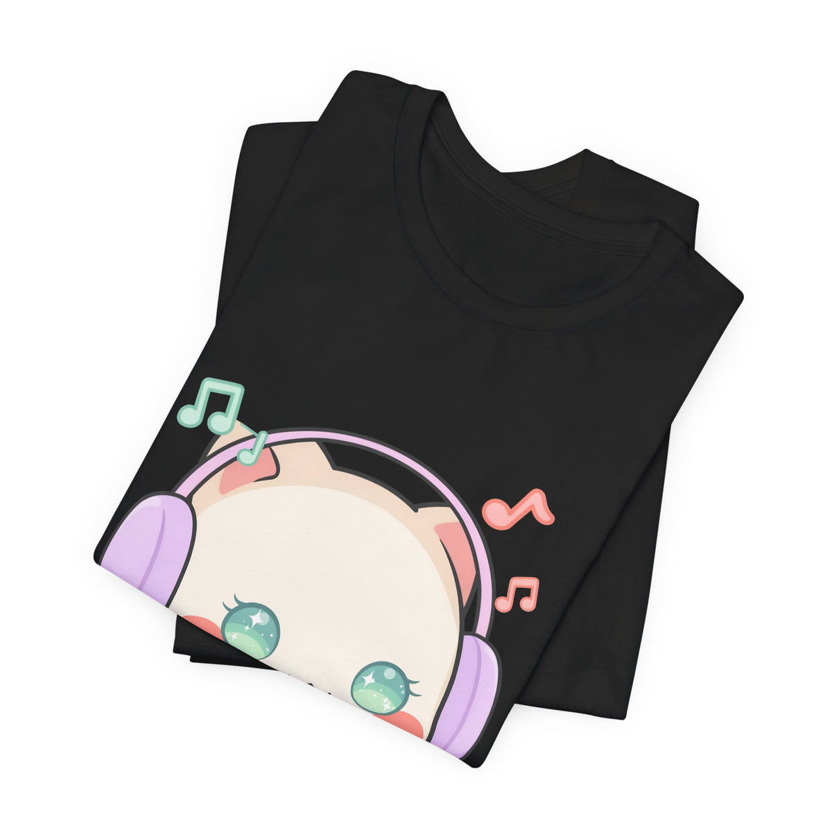 Kawaii Cat Music Lover T-Shirt, Cute Headphone Kitty Tee
