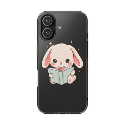 Kawaii Reading Bunny Clear Impact-Resistant Case