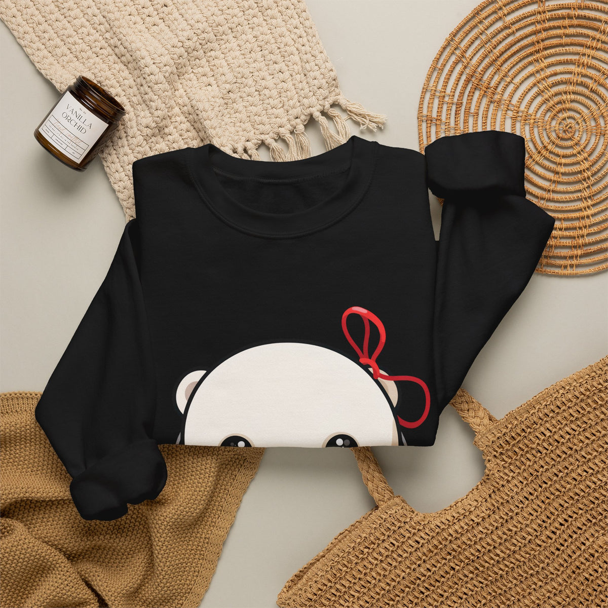 Kawaii Polar Bear Sweatshirt, Jingle Bell Holiday Crewneck