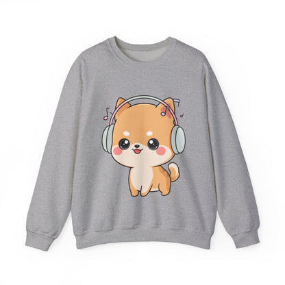 Kawaii Shiba Inu Music Sweatshirt, Cute Dog Lover Gift