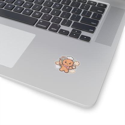Kawaii Gingerbread Baker Christmas Kiss-Cut Sticker