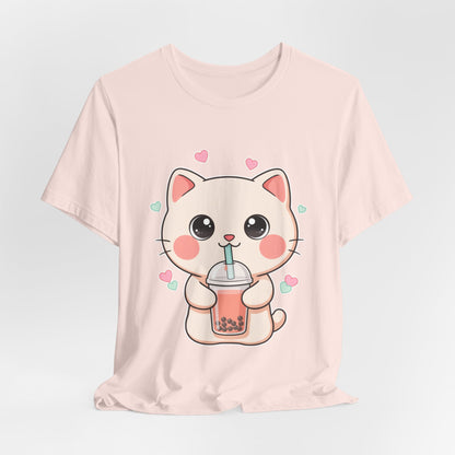 Kawaii Bubble Tea Cat T-Shirt for Cat and Boba Lovers