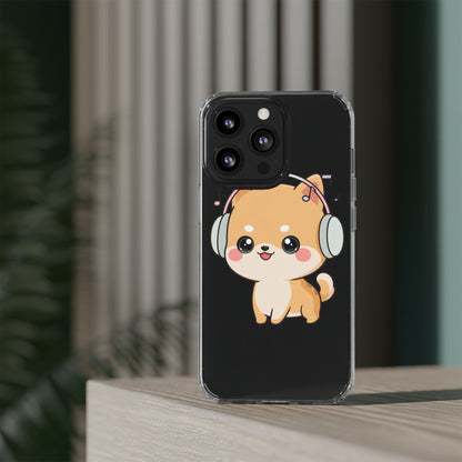 Kawaii Shiba Inu Phone Case – Music Lover Clear Case