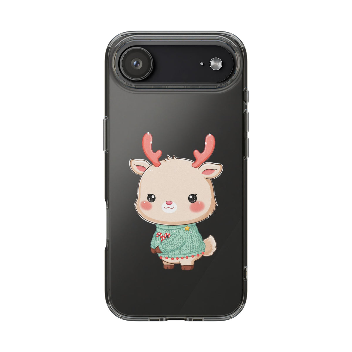 Kawaii Reindeer Clear Impact-Resistant Phone Case