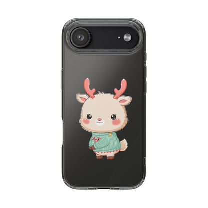 Kawaii Reindeer Clear Impact-Resistant Phone Case