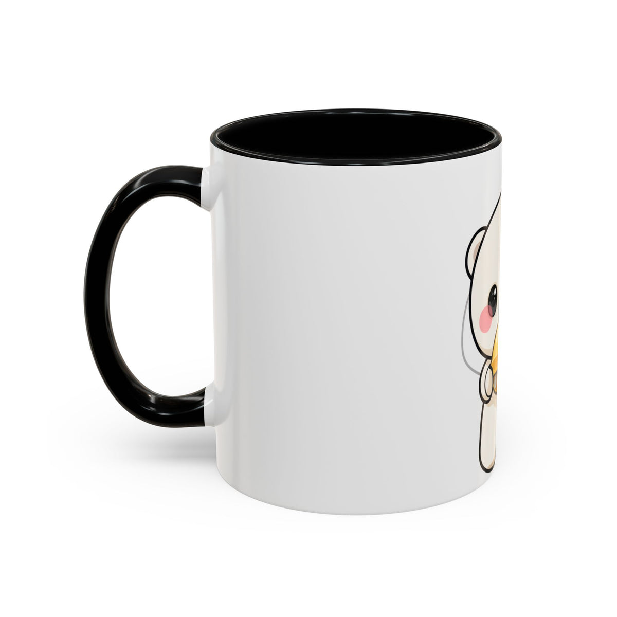 Kawaii Polar Bear Mug, Cute Jingle Bell Accent Coffee Cup
