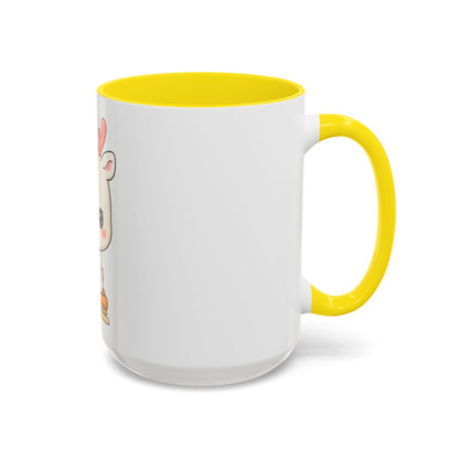 Christmas Reindeer Accent Coffee Mug, Cute Kawaii Sledding Gift