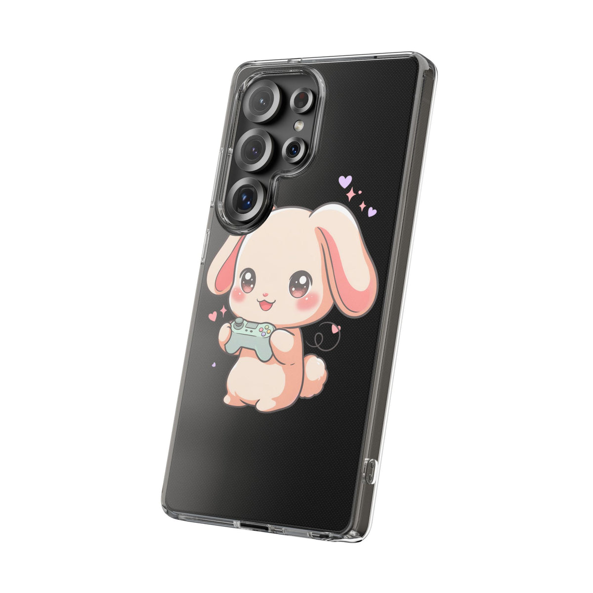 Kawaii Bunny Gamer Clear Impact-Resistant Phone Case