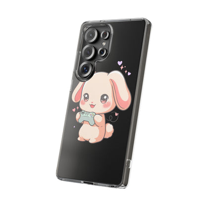 Kawaii Bunny Gamer Clear Impact-Resistant Phone Case