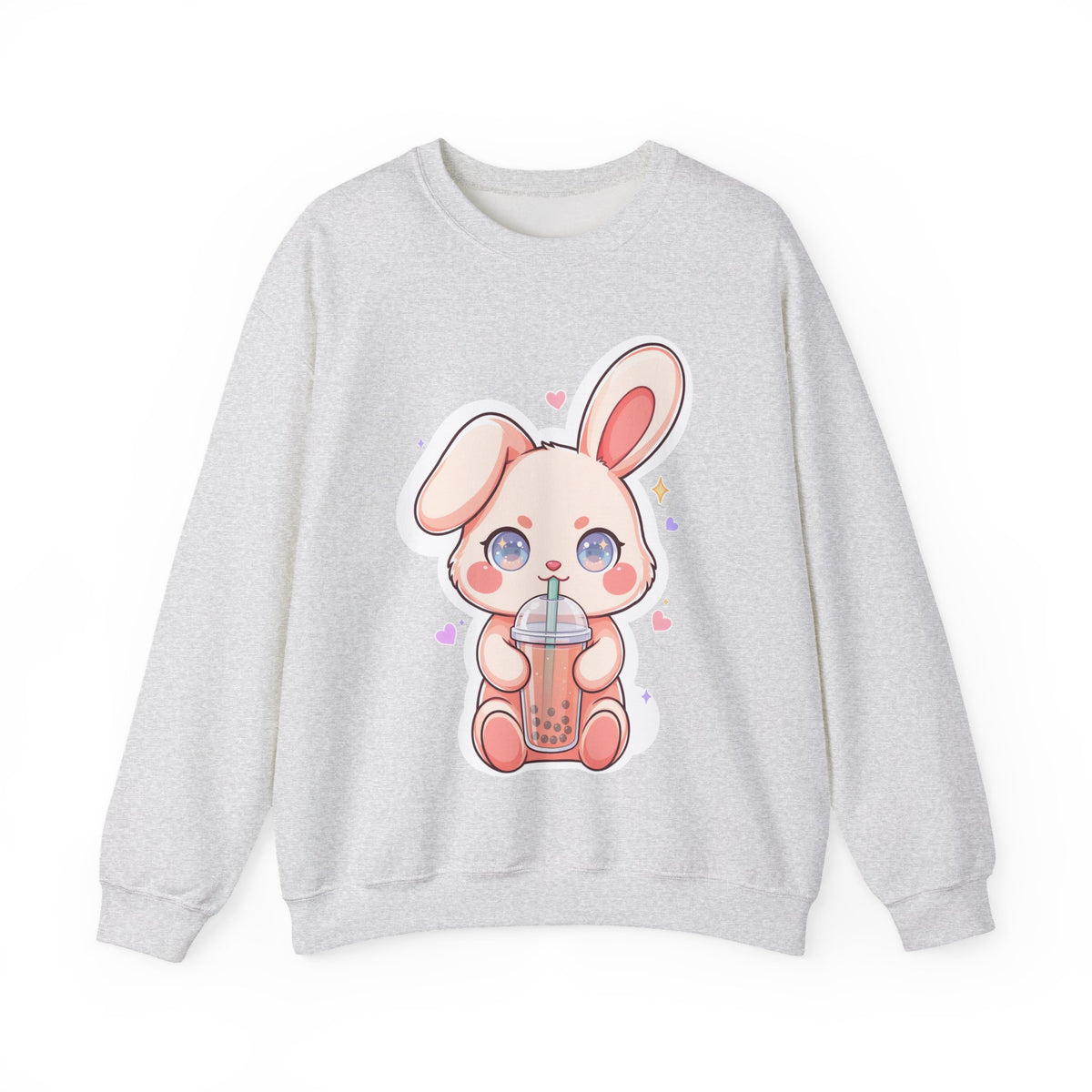 Kawaii Bunny Bubble Tea Sweatshirt, Cute Chibi Crewneck