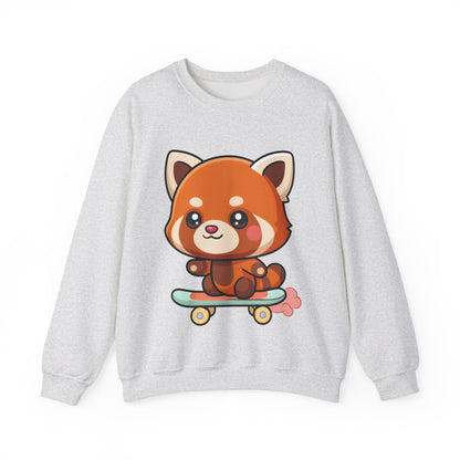 Kawaii Red Panda Skateboarding Sweatshirt, Cute Animal Gift